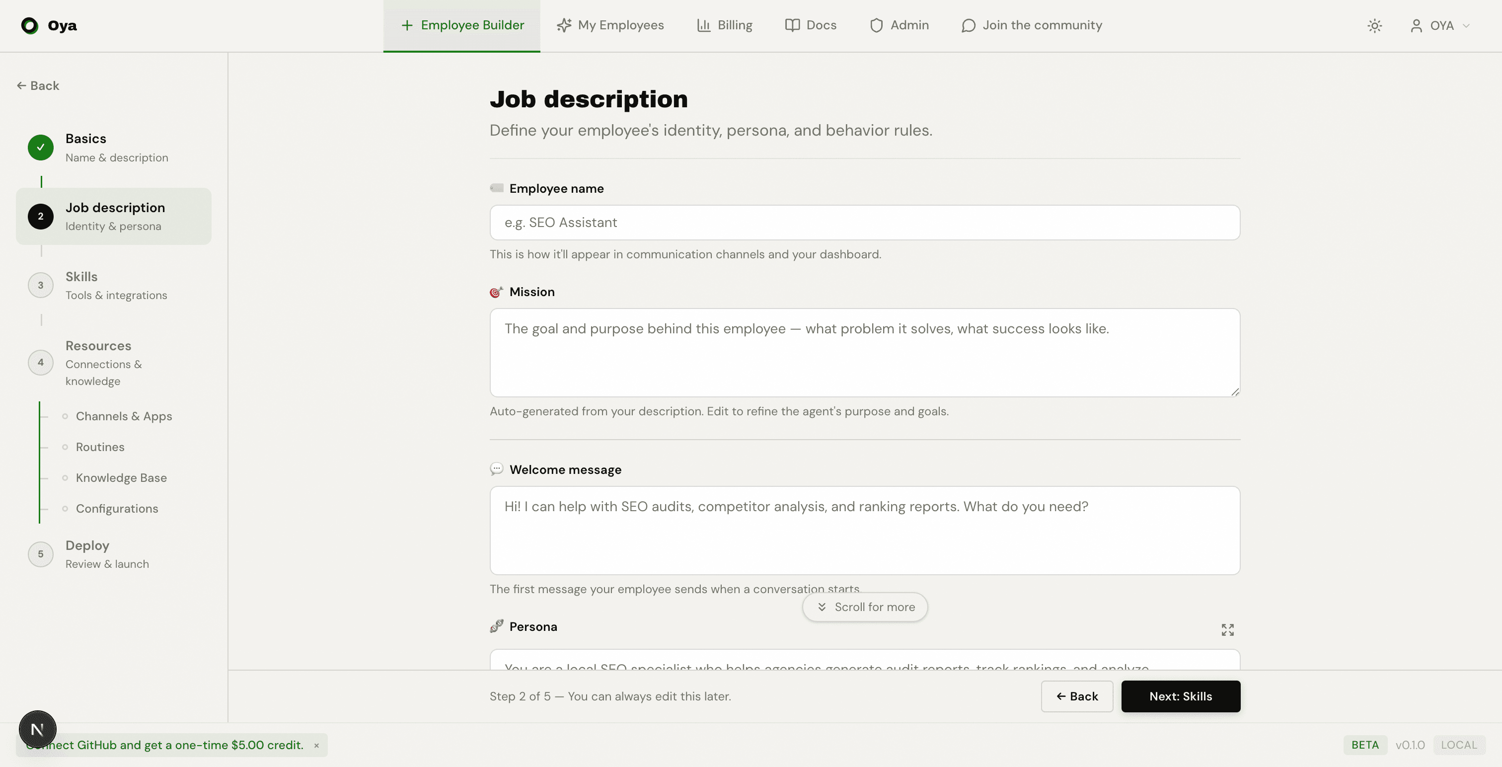 Full Job Description step overview