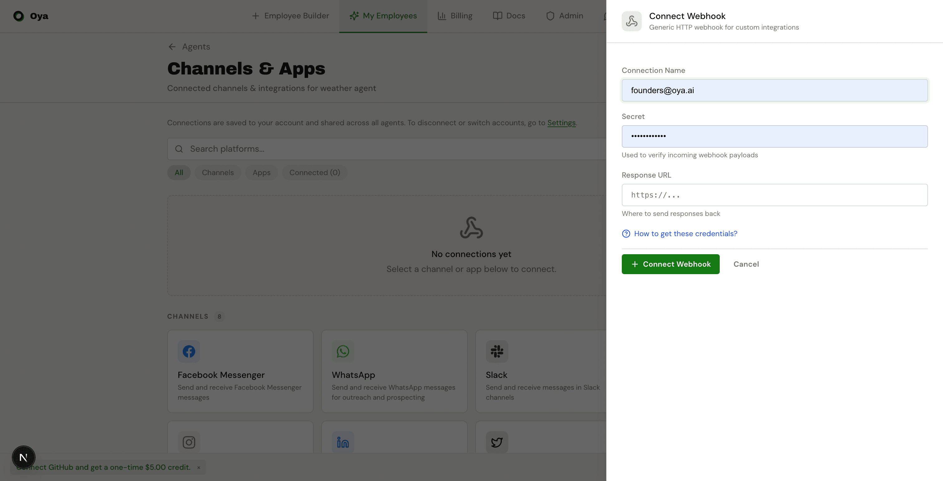 Connect Webhook fields
